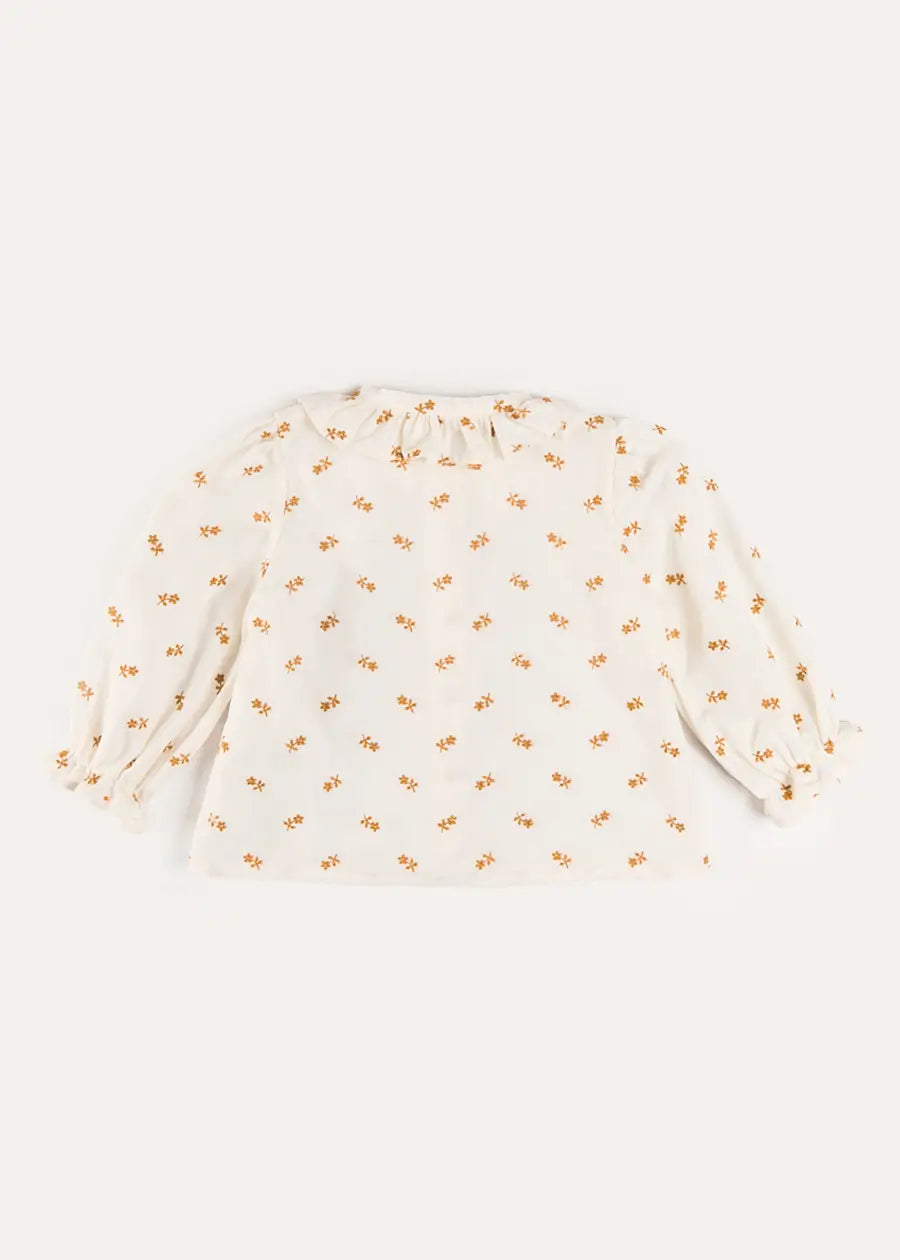 Hattie Floral Embroidered Long Sleeve Blouse in White (2-10yrs) Blouses from Pepa London US