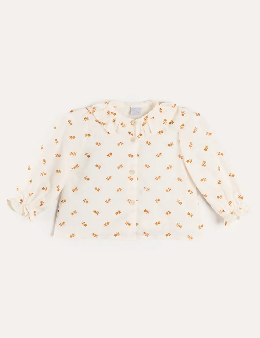 Hattie Floral Embroidered Long Sleeve Blouse in White (2-10yrs) Blouses from Pepa London US