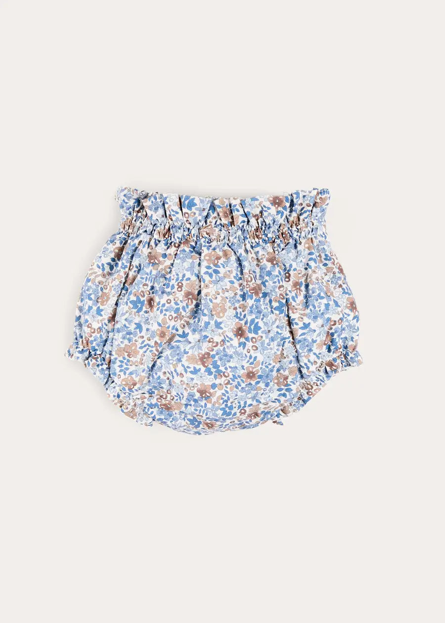 Beatrice Floral Velvet Bow Detail Bloomers in Navy (3mths-3yrs) Bloomers from Pepa London US