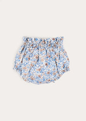 Beatrice Floral Velvet Bow Detail Bloomers in Navy (3mths-3yrs) Bloomers from Pepa London US