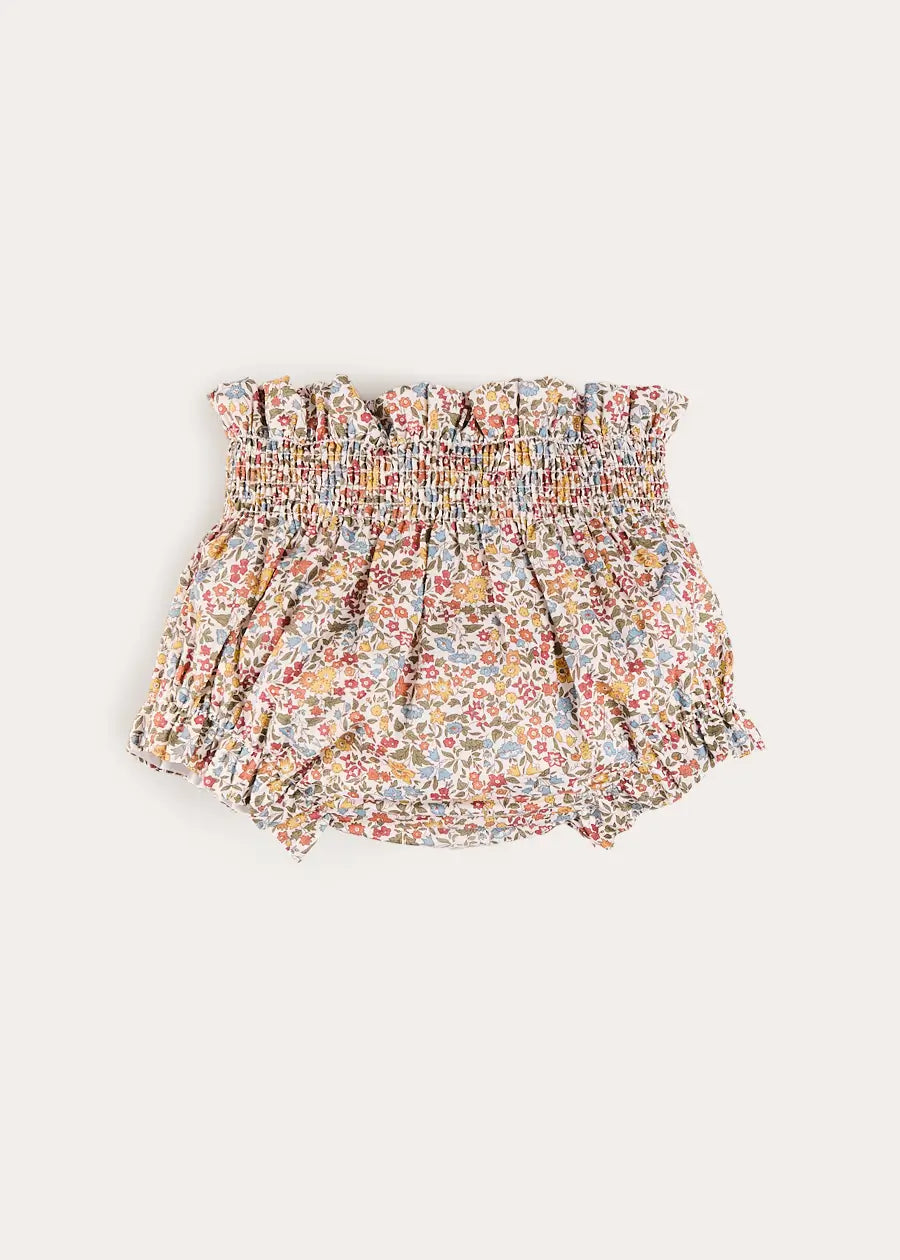 Marianne Floral Hand Smocked Bloomers in Toffee Made with Liberty Fabric (1mth-3yrs) Bloomers from Pepa London US