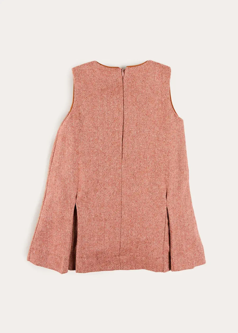 Palmer Houndstooth Pinafore Dress in Rust (12mths-10yrs) Dresses from Pepa London US
