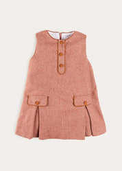 Palmer Houndstooth Pinafore Dress in Rust (12mths-10yrs) Dresses from Pepa London US