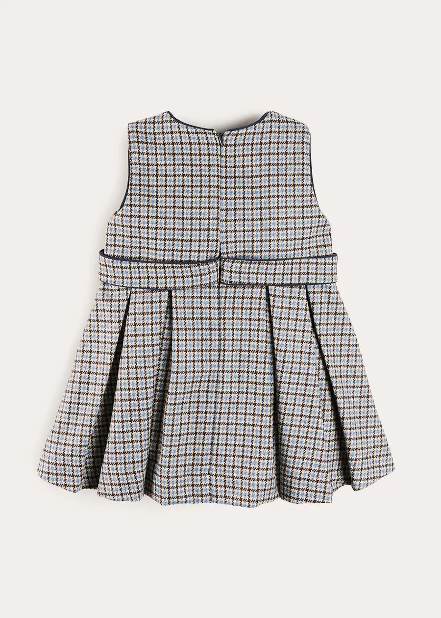 Clermont Houndstooth Jacquard Pinafore Dress in Blue (18mths-12yrs) Dresses from Pepa London US