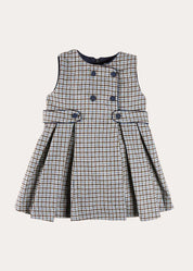 Clermont Houndstooth Jacquard Pinafore Dress in Blue (18mths-12yrs) Dresses from Pepa London US