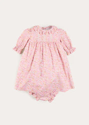 Nellie Floral Lace Detail Dress in Pink (1mth-12mths) Dresses from Pepa London US
