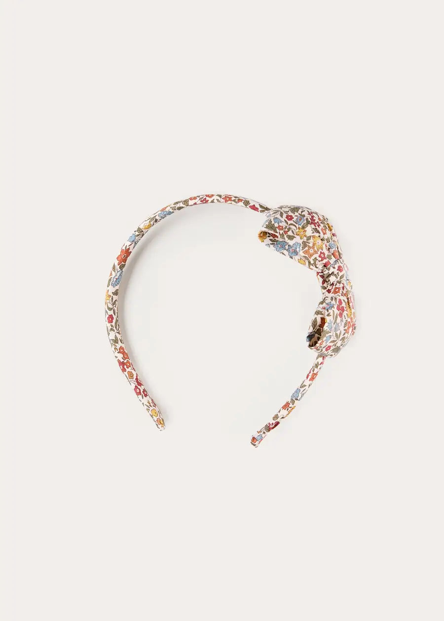 Marianne Floral Medium Bow Hairband in Toffee Made with Liberty Fabric (OS) Hair Accessories from Pepa London US