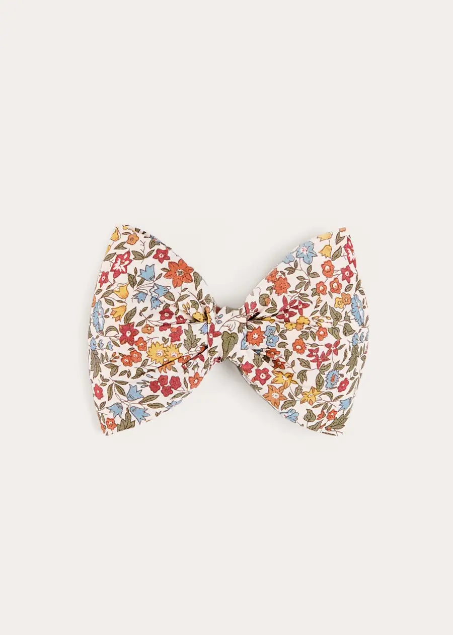 Marianne Floral Medium Bow Hair Clip in Toffee Made with Liberty Fabric (OS) Hair Accessories from Pepa London US