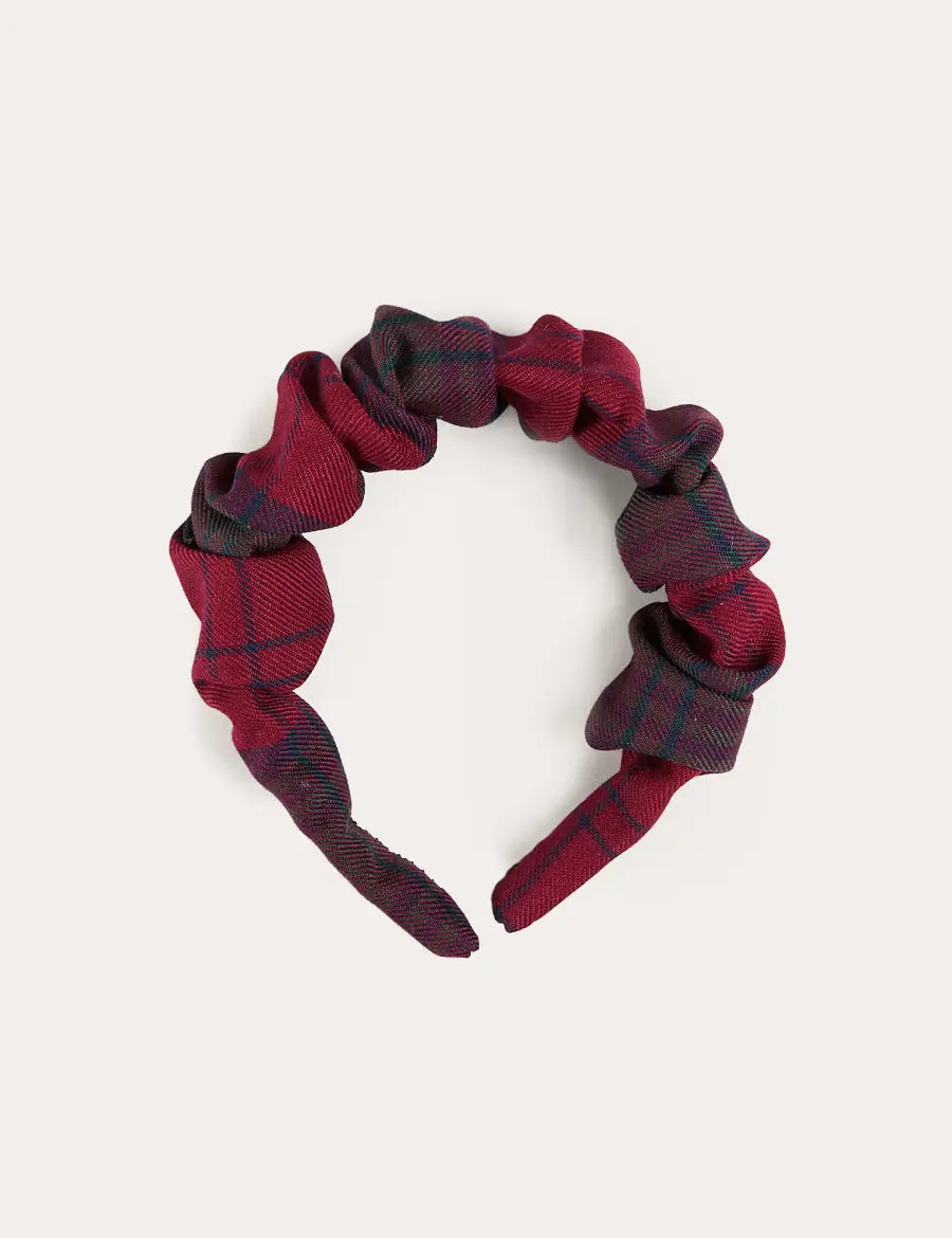 Grosvenor Tartan Scrunchie Hairband in Red (OS) Hair Accessories from Pepa London US