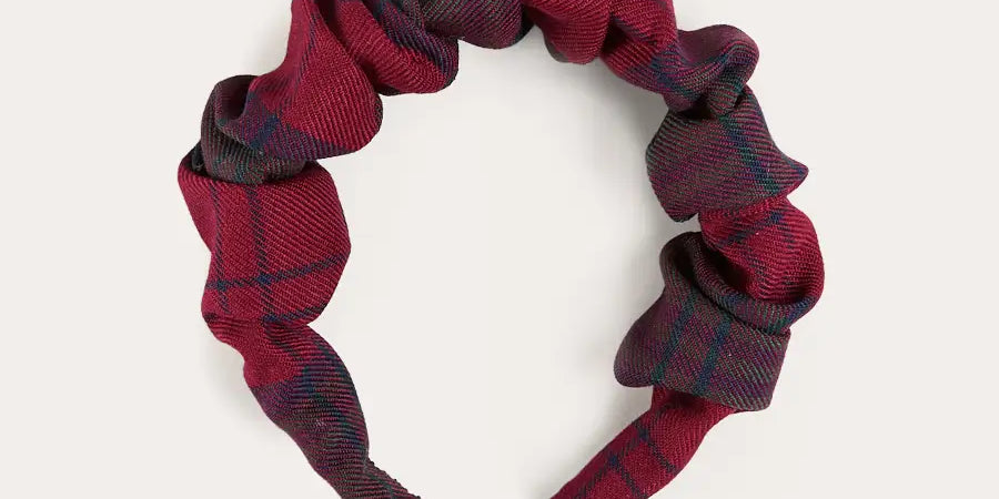 Grosvenor Tartan Scrunchie Hairband in Red (OS) Hair Accessories from Pepa London US