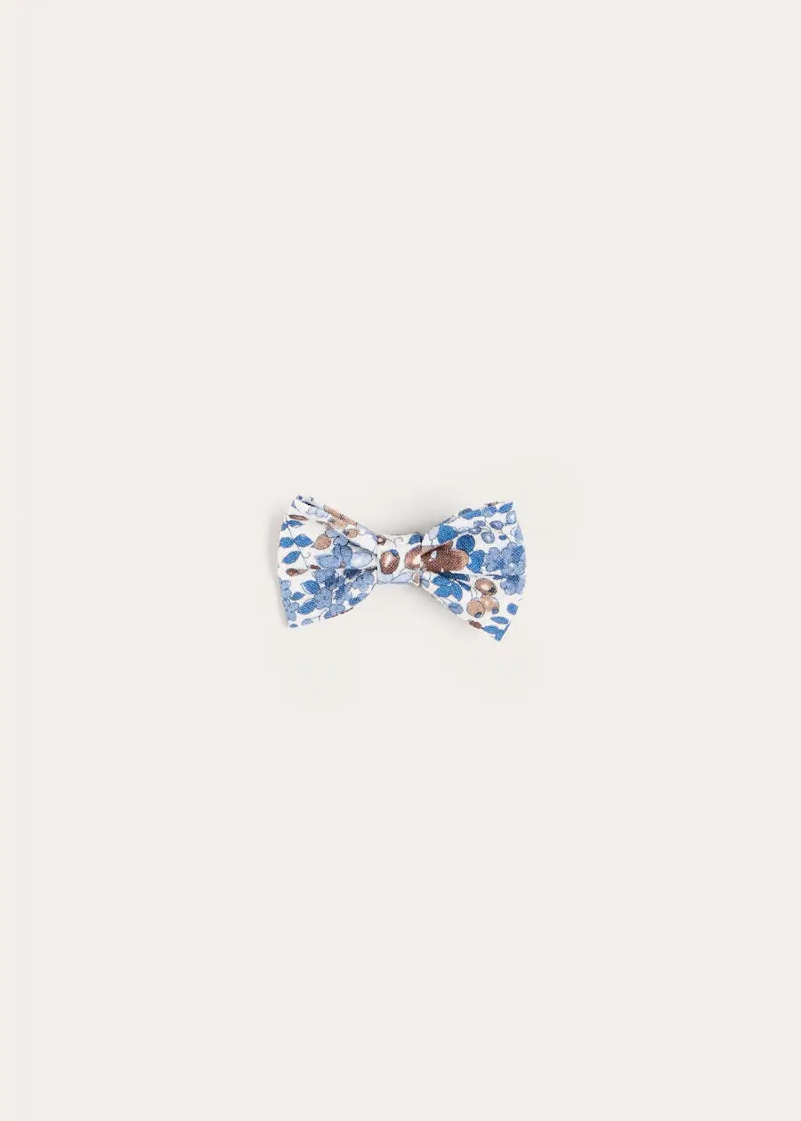 Beatrice Floral Small Bow Hair Clip in Blue (OS) Hair Accessories from Pepa London US