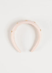 The Royal Silk & Pearl Hairband in Rose (OS) Hair Accessories from Pepa London US