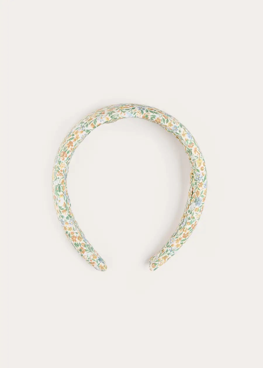 Adelaide Floral Padded Hairband in Yellow (OS) Hair Accessories from Pepa London US