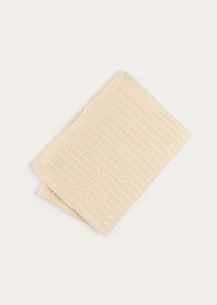 Cashmere Cable Knit Blanket in Cream (OS) Knitted Accessories from Pepa London US