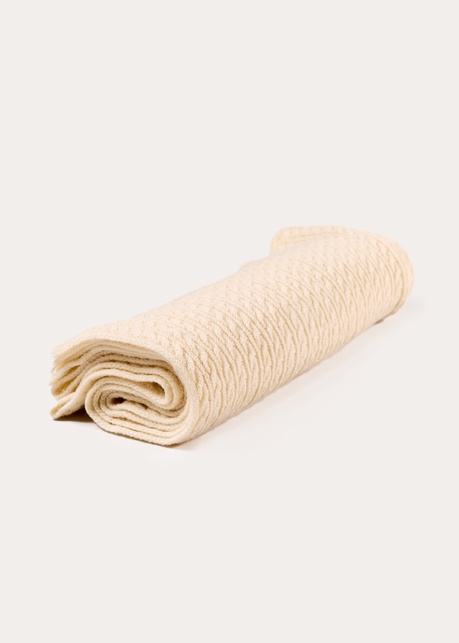 Cashmere Cable Knit Blanket in Cream (OS) Knitted Accessories from Pepa London US