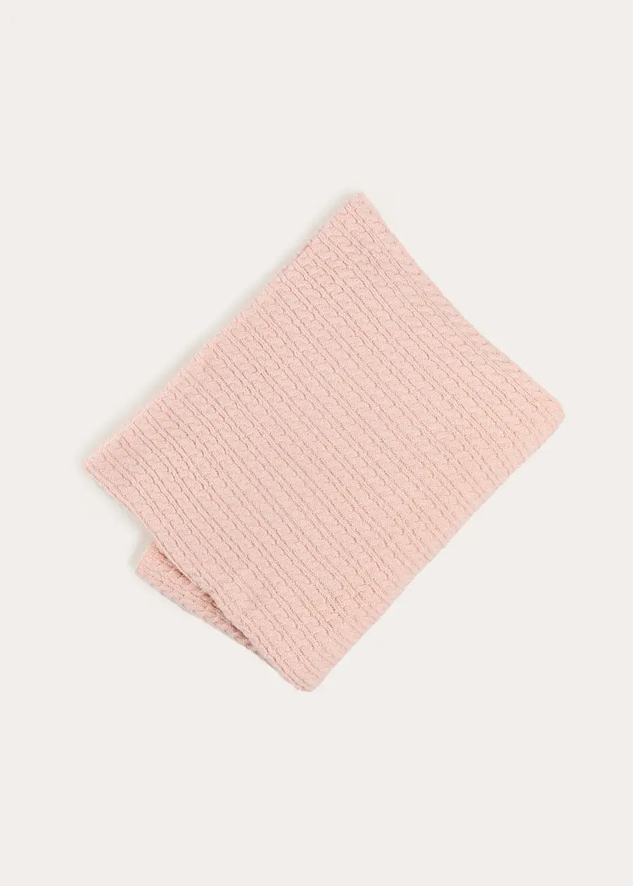 Cashmere Cable Knit Blanket in Pink (OS) Knitted Accessories from Pepa London US