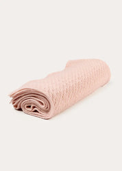 Cashmere Cable Knit Blanket in Pink (OS) Knitted Accessories from Pepa London US