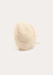 Alpaca Wool Floral Embroidered Bonnet in Cream (S-L) Bonnets from Pepa London US
