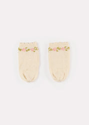 Alpaca Wool Flower Embroidered Mittens in Cream (S-L) Knitted Accessories from Pepa London US