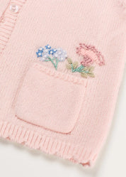 Wildflower Embroidered Pocket Detail Cardigan in Pink (1mth-3yrs) Knitwear from Pepa London US