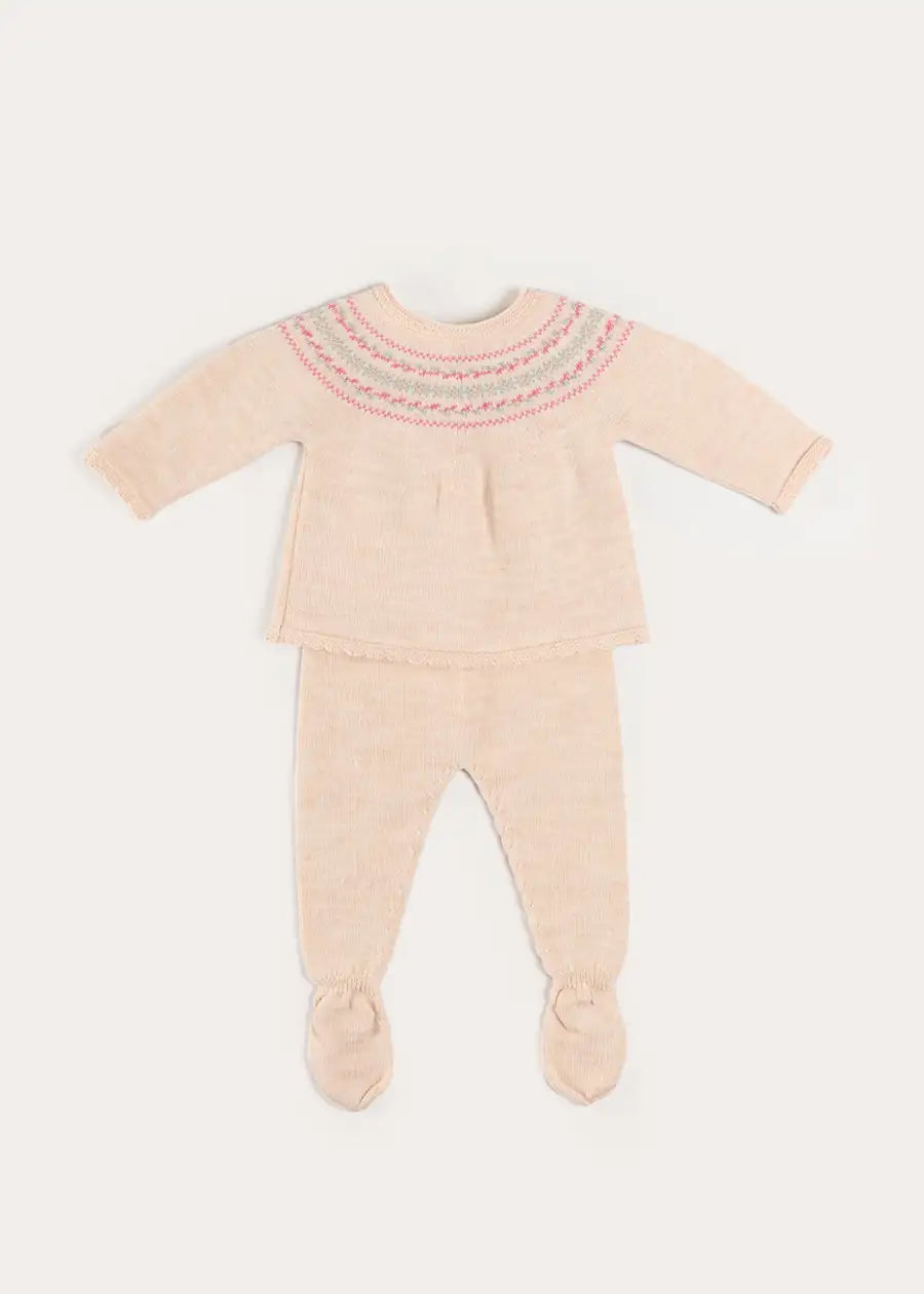 Fair Isle Jacquard Knitted Set in White (1mth-12mths) Knitted Sets from Pepa London US