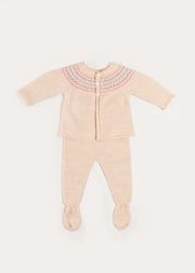Fair Isle Jacquard Knitted Set in White (1mth-12mths) Knitted Sets from Pepa London US