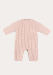 Cashmere Cable Knit Pocket Detail All In One in Pink (1mth-12mths) ALL-IN-ONE from Pepa London US