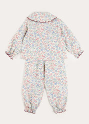 Rebecca Floral Scallop Edge Pyjamas in Red (2-10yrs) Nightwear from Pepa London US