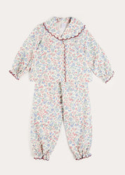 Rebecca Floral Scallop Edge Pyjamas in Red (2-10yrs) Nightwear from Pepa London US