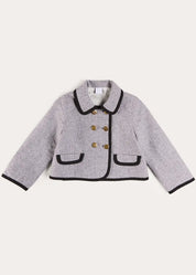 Alderney Check Double Breasted Gold Button Jacket in Black (4-12yrs) Coats from Pepa London US