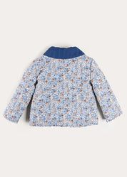 Beatrice Floral Reversible Quilted Jacket in Blue (3-10yrs) Coats from Pepa London US