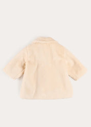 Faux Fur Pocket Detail Nellie Floral Lined Coat in Cream (2-10yrs) Coats from Pepa London US