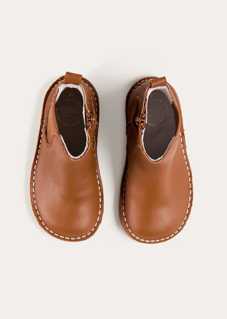 Leather Chelsea Boots In Brown (24-34EU) SHOES from Pepa London US
