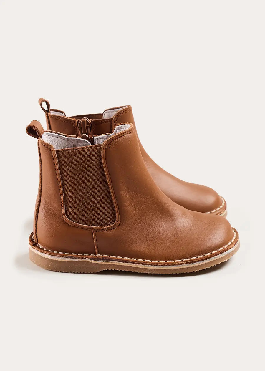 Leather Chelsea Boots In Brown (24-34EU) SHOES from Pepa London US