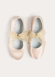 Satin Organza Bow Party Shoes in Champagne (24-35EU) Shoes from Pepa London US