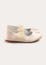 Satin Organza Bow Party Shoes in Champagne (24-35EU) Shoes from Pepa London US