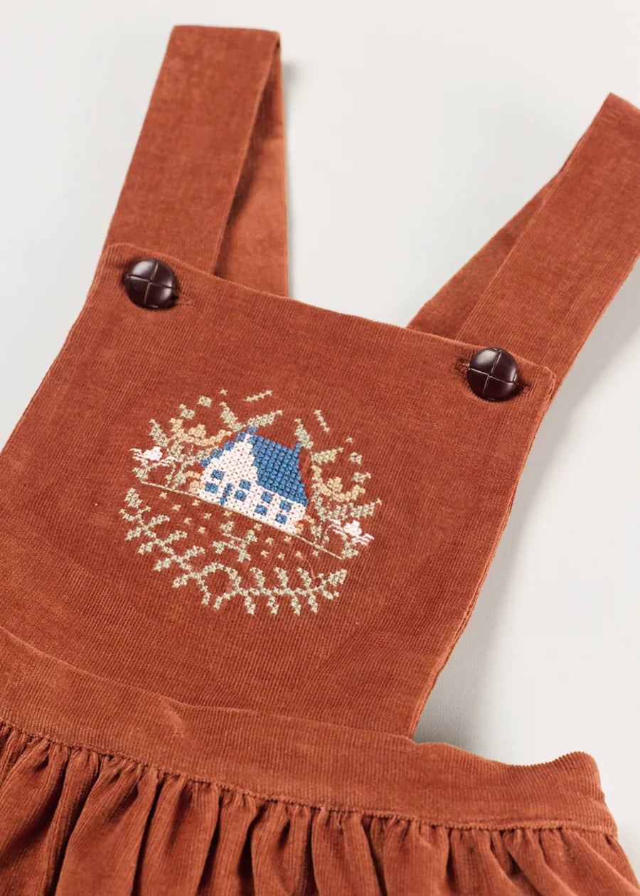 Velvet Skirt with Braces in Toffee (18mths-5yrs)