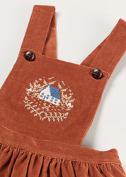 Velvet Skirt with Braces in Toffee (18mths-5yrs)