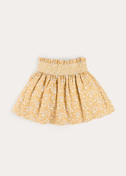 Abigail Floral Smocked Waist Skirt in Mustard (4-10yrs) Skirts from Pepa London US