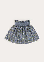 Lydia Floral Smocked Waist Skirt in Navy (4-10yrs) Skirts from Pepa London US