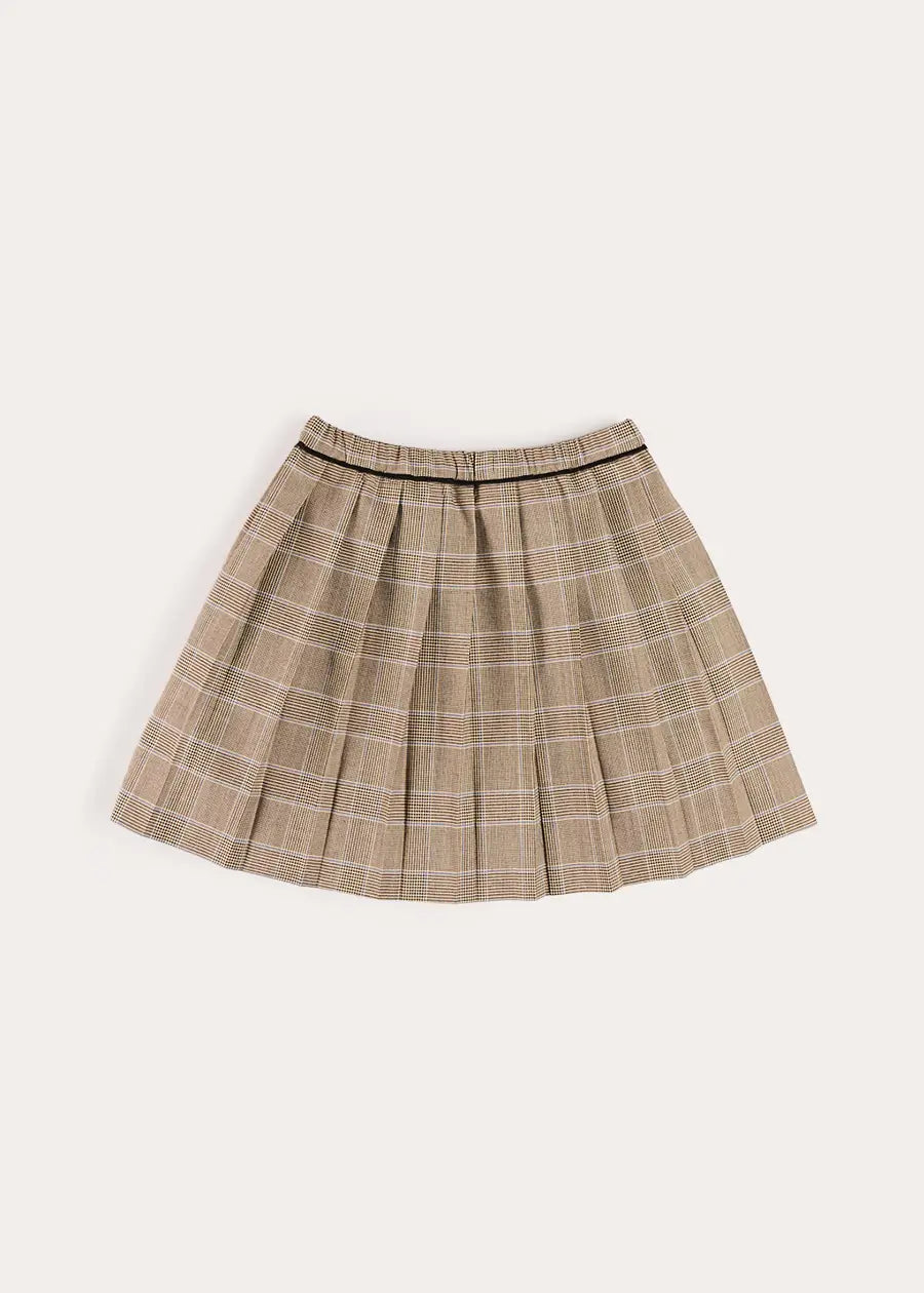 Wilton Check Pleated Skirt in Beige (4-12yrs) Skirts from Pepa London US