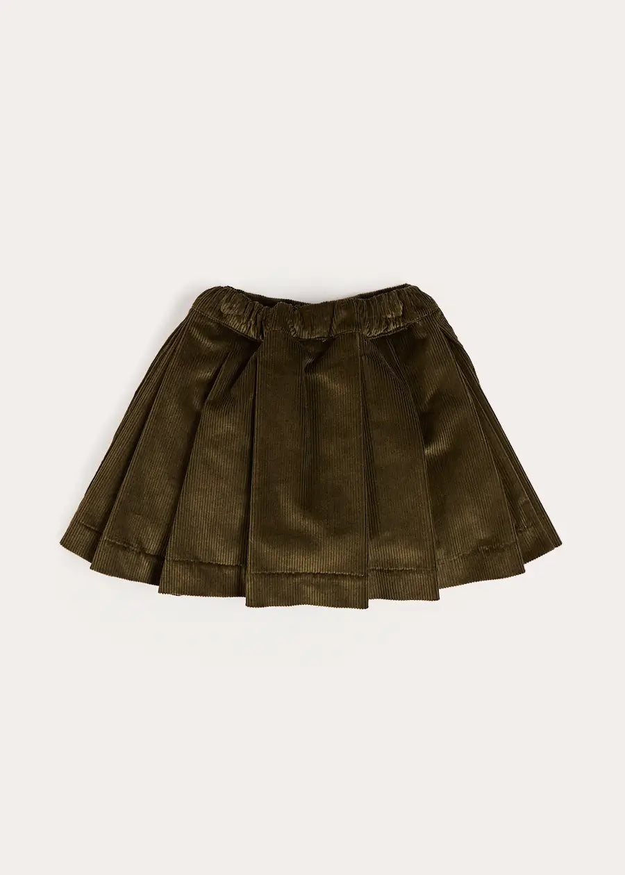 Corduroy Button Detail Skirt in Green (4-12yrs) Skirts from Pepa London US