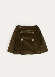 Corduroy Button Detail Skirt in Green (4-12yrs) Skirts from Pepa London US