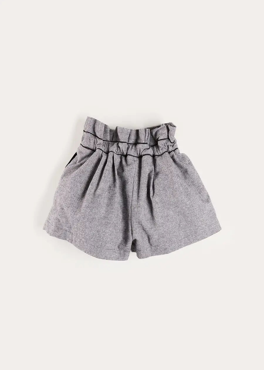 Alderney Check Ruffle Detail Shorts in Black (4-12yrs) Shorts from Pepa London US