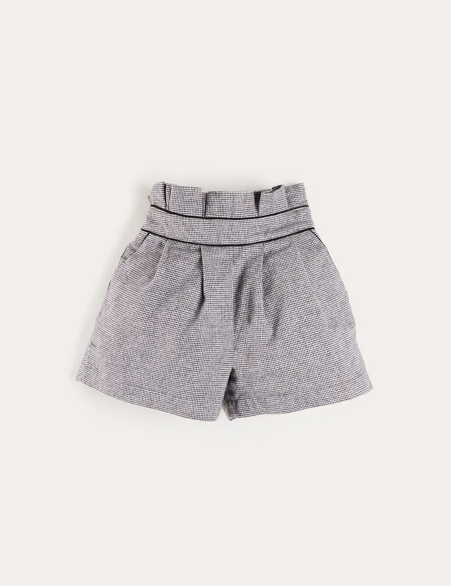 Alderney Check Ruffle Detail Shorts in Black (4-12yrs) Shorts from Pepa London US