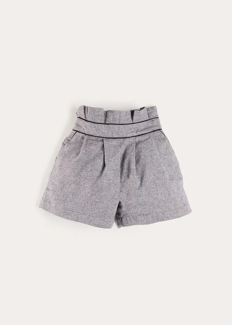 Alderney Check Ruffle Detail Shorts in Black (4-12yrs) Shorts from Pepa London US