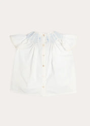 Butterfly Embroidered Lace Detail Cap Sleeve Blouse in White (18mths-10yrs) BLOUSES from Pepa London US