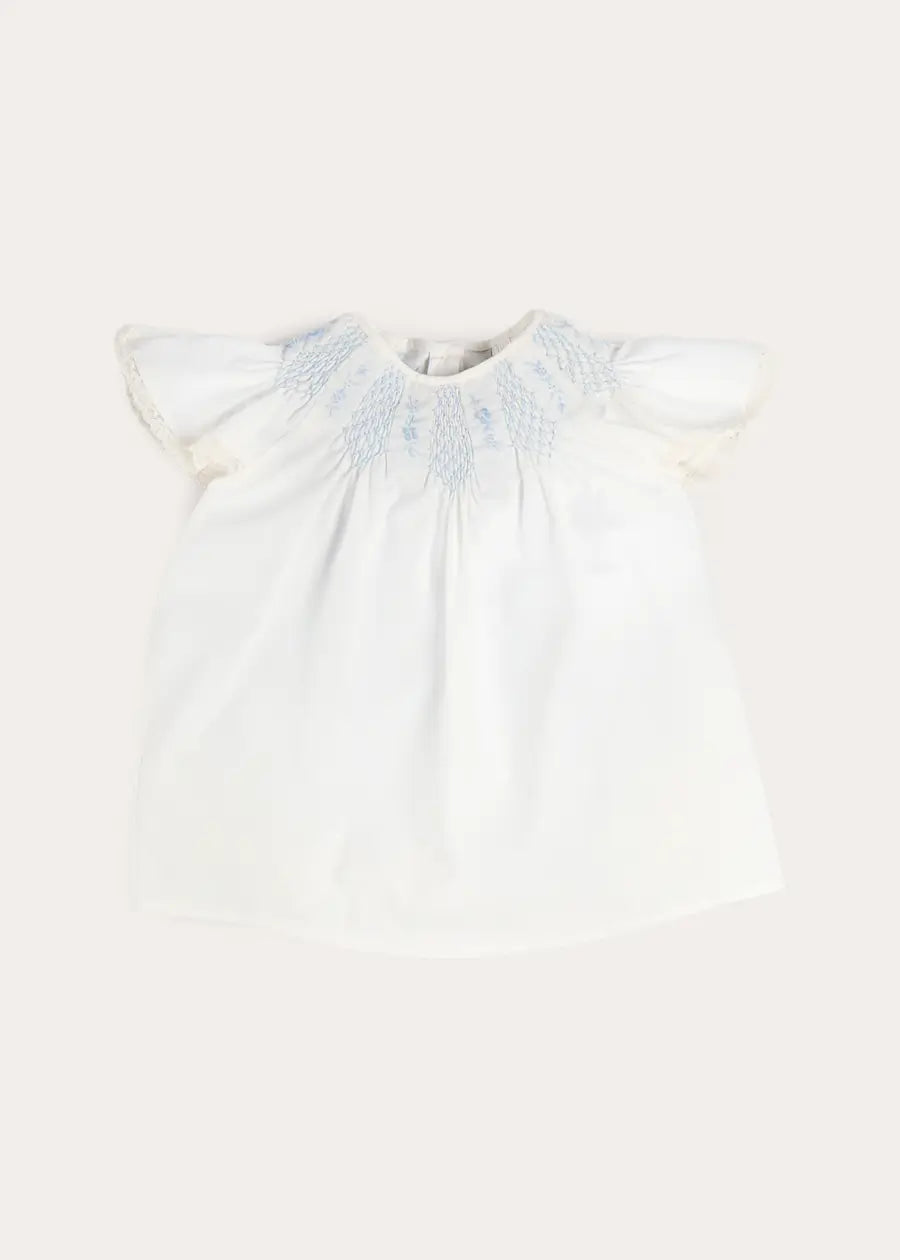 Butterfly Embroidered Lace Detail Cap Sleeve Blouse in White (18mths-10yrs) BLOUSES from Pepa London US