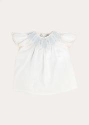 Butterfly Embroidered Lace Detail Cap Sleeve Blouse in White (18mths-10yrs) BLOUSES from Pepa London US