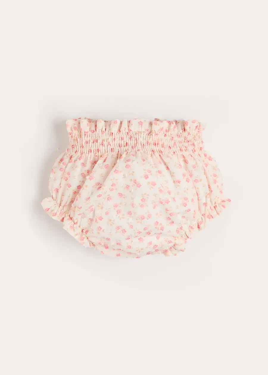 Martha Floral Bow Detail Swiss Voile Bloomers in Pink (1mth-12mths) Bloomers from Pepa London US